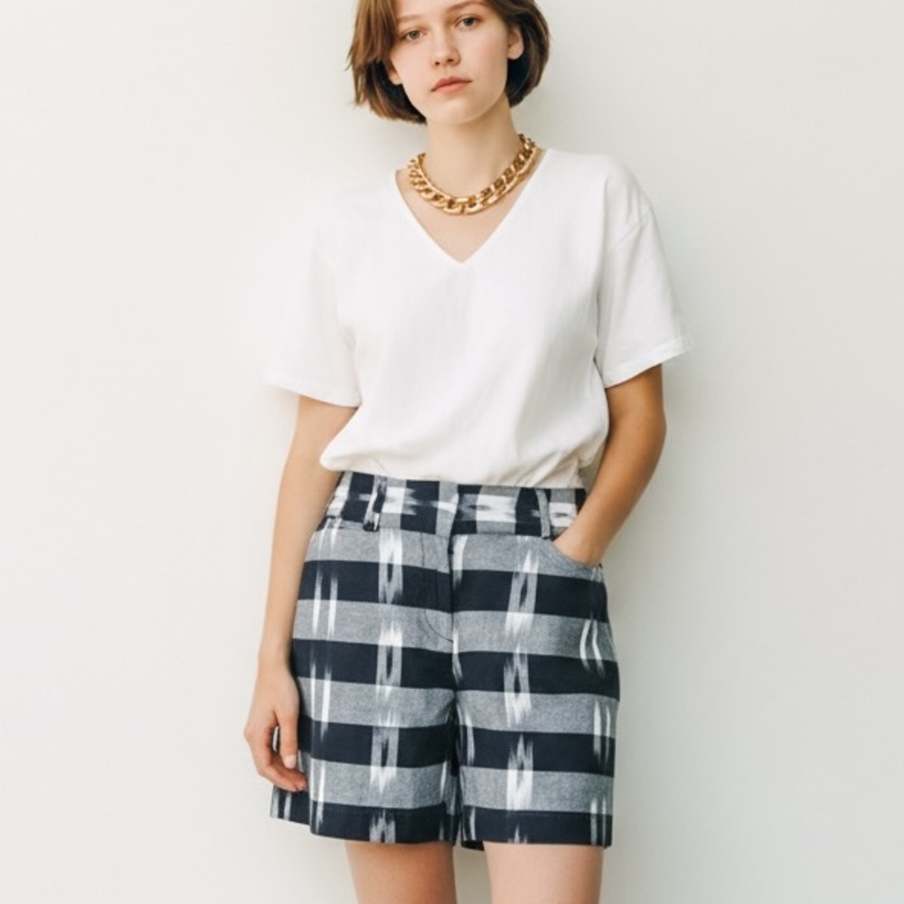 LOFT The Riviera Short in Blue and Gray Modern Plaid